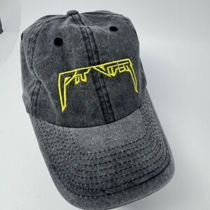 Pit Viper Hat Baseball Cap Washed Black Denim Yellow Embroidered Logo Adjustable